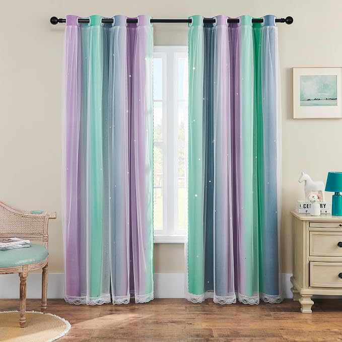 XiDi Purple Grey 84 inchs Long Curtains by Addsomecolortolife