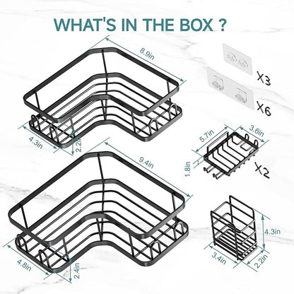 Veken Corner Shower Caddy 5-Pack, Advanced Rustproof Design, No Drilling - Image 10