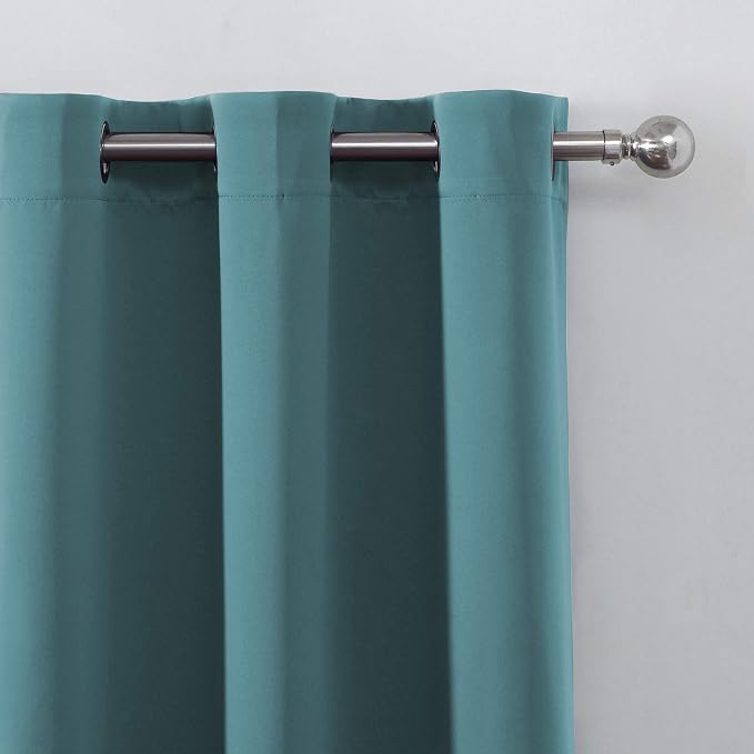 LEMOMO Blackout Curtains 66 x 84 inch/Sea Teal Curtains Set of 2 Panels/Thermal - Image 7