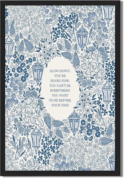 Framed Slow Down Youre Doing Fine Music Posters Motivational Quote Wall Art by Unknown