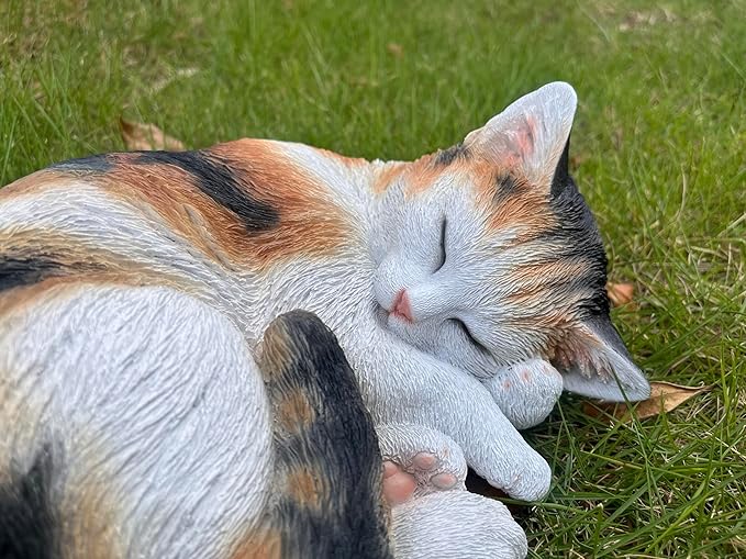 Hi-Line Gift Ltd. Sleeping Calico Cat Garden Statue