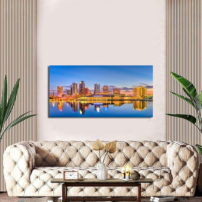 AIYISU Florida Wall Art Tampa Downtown Skyline Canvas Picture USA City - Image 4