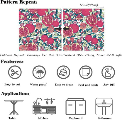 Floral Wallpaper Vintage Red Peel and Stick Wallpaper Self Adhesive Removable - Image 6