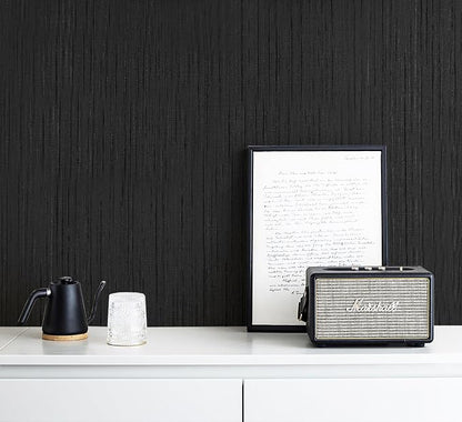 Dviolet Black Grasscloth Textured Fabric Contact Paper - Image 2