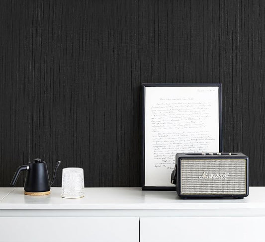 Dviolet Black Grasscloth Textured Fabric Contact Paper - Image 2