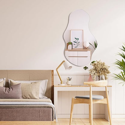 PERFNIQUE Irregular Wall Mirror Asymmetrical Mirror, Cloud Frameless, Wall - Image 9