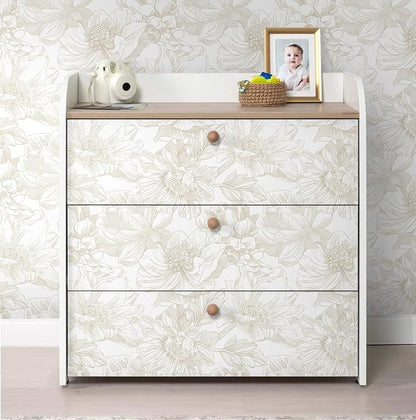 Ismoon Large Floral Peel and Stick Wallpaper Boho Beige/Coffee Contact Paper - Image 9