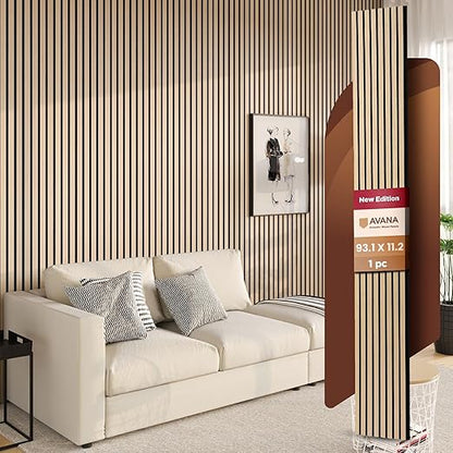 Avana Modern Acoustic Wood Wall Panel –93.2x11.25 Inch Panels – Fits 94x12 by AvanaHome