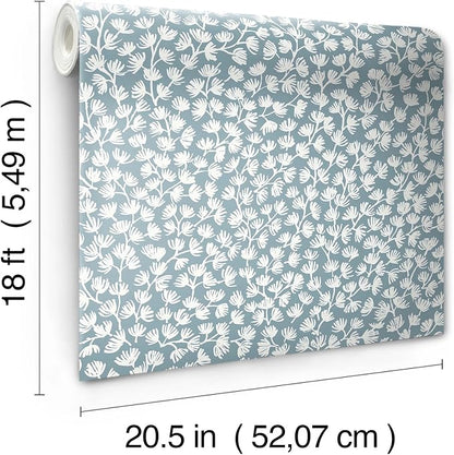 NuWallpaper x Society Social Sea Fern Slate Blue Peel and Stick Wallpaper - Image 8