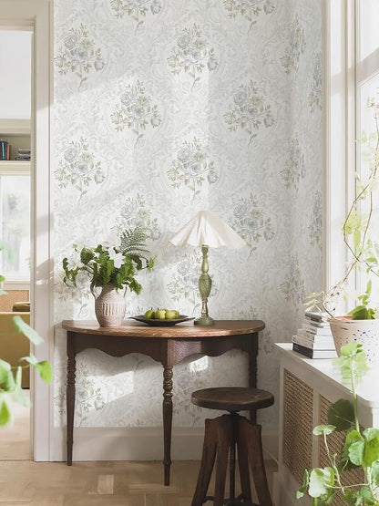 Ismoon Vintage Peel and Stick Wallpaper Floral Contact Paper Boho White and - Image 4