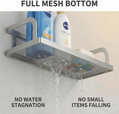PUSDON 2-Pack Wide Hollowout Shower Caddy & Spice Rack, Wall Mount Bathroom - Image 4