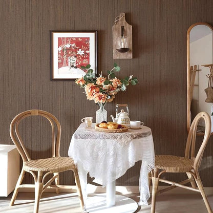 Brown Grasscloth Peel and Stick Wallpaper Vintage Texture Removable Waterproof - Image 8
