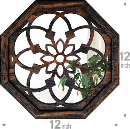 ZOLAPI 2-Piece Octagon Wall-Mounted Mirrors, Vintage Farmhouse Mirror - Image 7
