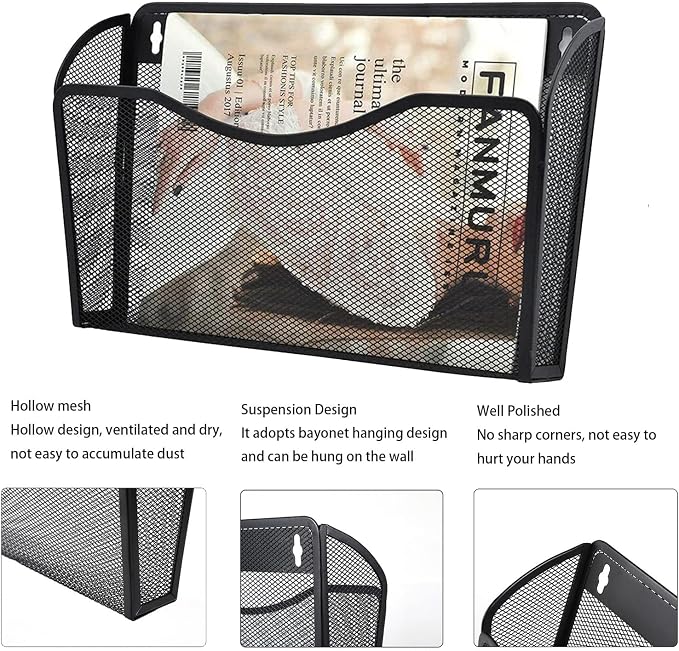 Gawerk 6 Pack Wall File Organizer, Mesh Wall File Pocket Mail Organizer Hanging - Image 3