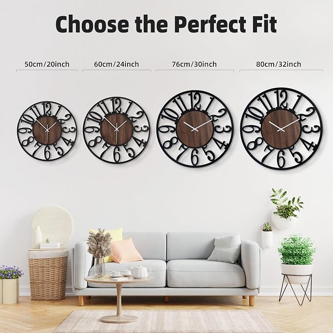 24'' Silent Wall Clock with Night Light, Glow in The Dark Decorative Wall Clock - Image 3