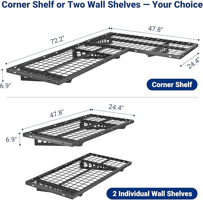 FLEXIMOUNTS 2 Pack 2x4ft Corner Wall Shelving Garage Storage Rack, 24x48 inch - Image 3