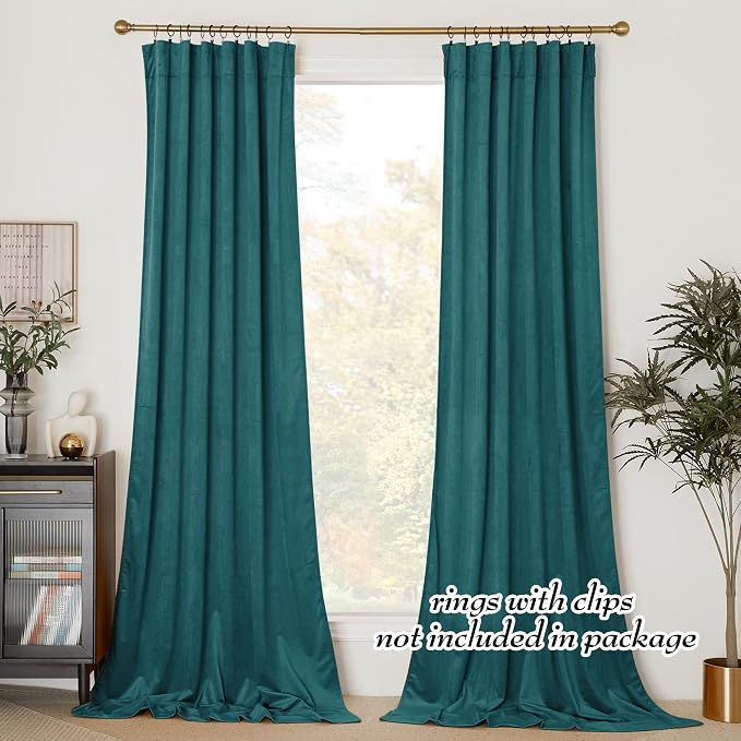 NICETOWN Thick Teal Velvet Curtains - Image 3