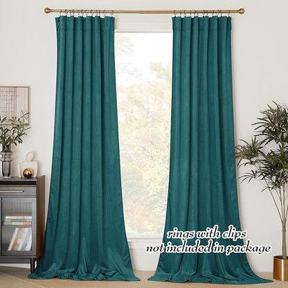NICETOWN Thick Teal Velvet Curtains - Image 3