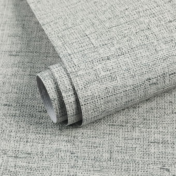 Grey Grasscloth Wallpaper Peel and Stick Contact Paper 15.75"x118.11" Textured by MANONIRIA