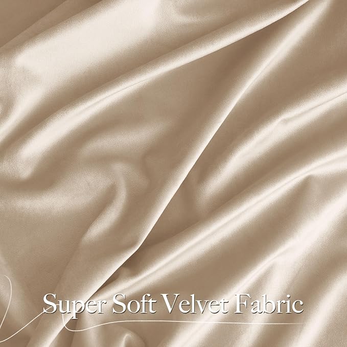 NICETOWN Thick Beige Velvet Drapes - Image 3