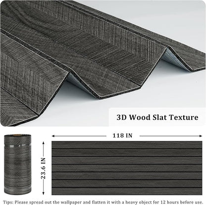 Grey/Black 3D Wood Panels for Interior Wall Decor Self Adhesive Wood Slat Wall - Image 6