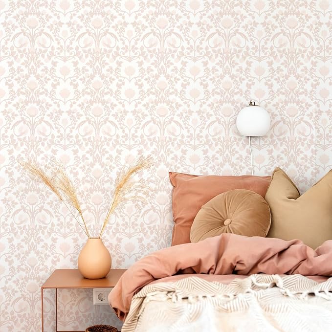 YXTII 17.3" × 393.7" Pink Peel and Stick Wallpaper, Floral Wallpaper - Image 7