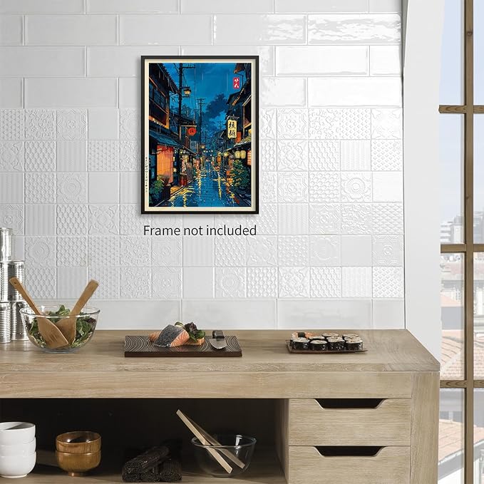 Japanese Tokyo Tea House Canvas Wall Art Japanese City Street Cafe Scene - Image 5