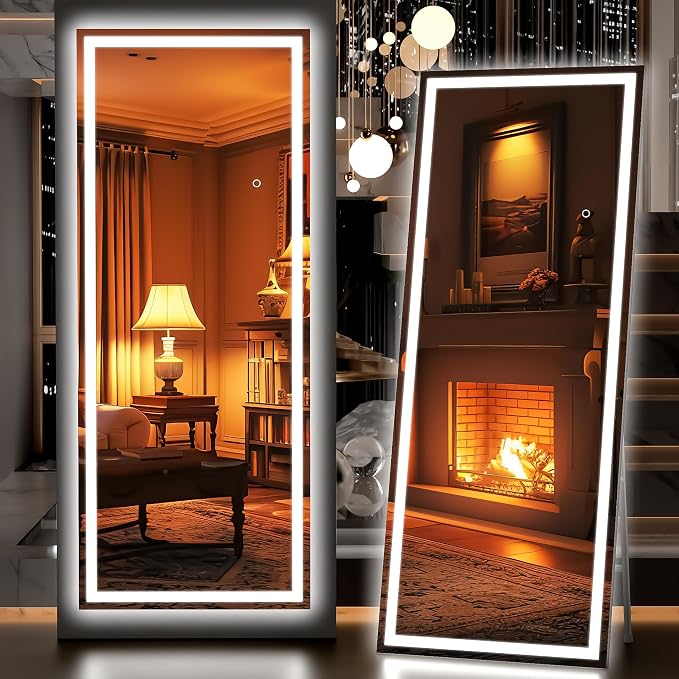 Hasipu Full Length Mirror with Lights, Full Body Dressing Hanging Mounted Mirror by Whatssuitableisthebest