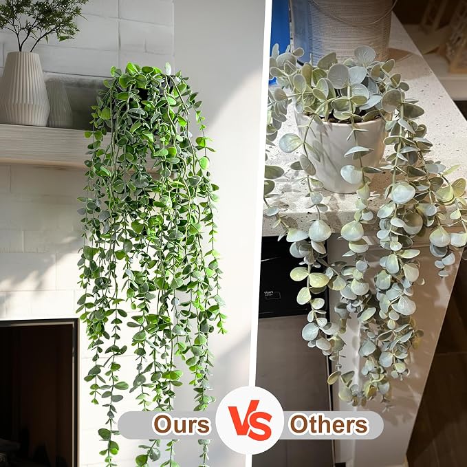Artificial Hanging Plant 2 Pcs Faux Plant Ivy Vine Faux Eucalyptus Vines Fake - Image 3