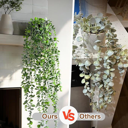 Artificial Hanging Plant 2 Pcs Faux Plant Ivy Vine Faux Eucalyptus Vines Fake - Image 3