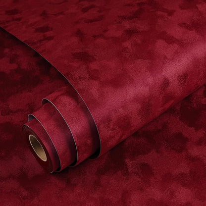 Yenhome 17.7"X118" Dark Red Velvet Wallpaper Vintage Velvet Peel and Stick - Image 7