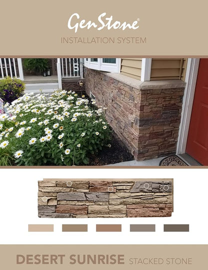 GenStone Faux Stacked Stone Left Corner Panel 12.5" x 11.25" in Desert Sunrise - Image 4