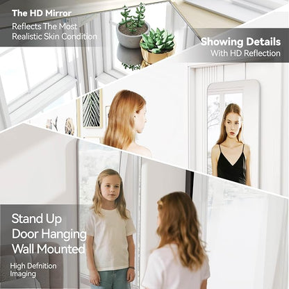 SCWF-GZ 57x20 Door Hanging Full Length Mirror, Floor or Wall Mounted Metal - Image 9
