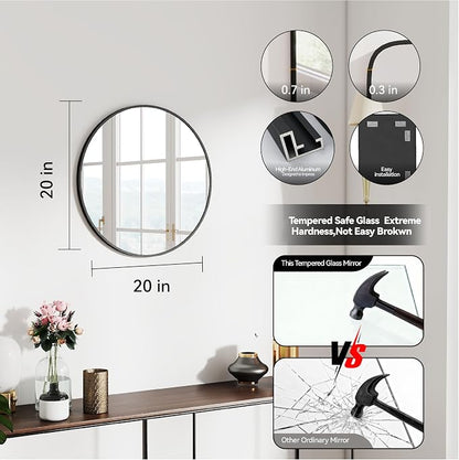 SCWF-GZ 20" Round Mirror Circle Wall Mounted Hanging or Against Wall Metal - Image 3