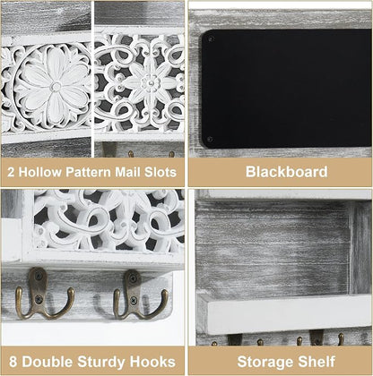Mail Organizer Wall Mounted, 2 Slots Key Holder - Image 2