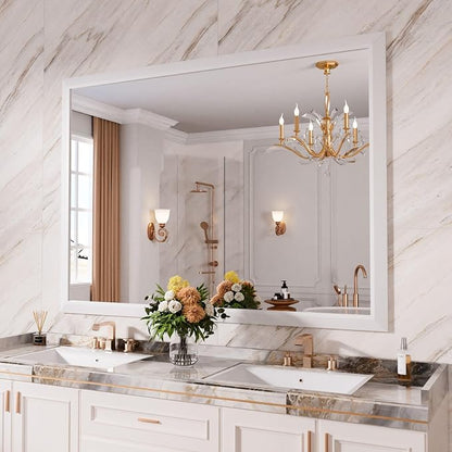 Amorho Bathroom Mirror, 55x40 Inch White Framed Bathroom Mirrors by Amorho