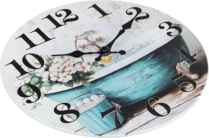Bathroom Wall Clock, Rustic Style Waterproof Glass Shower Clock Wall Clock - Image 7