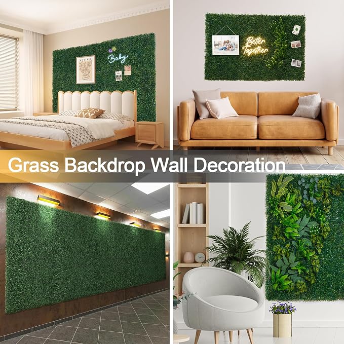 Luyue 12PCS 20”×20” Boxwood Panels, Artificial Grass Wall Panels Fake Greenery - Image 8
