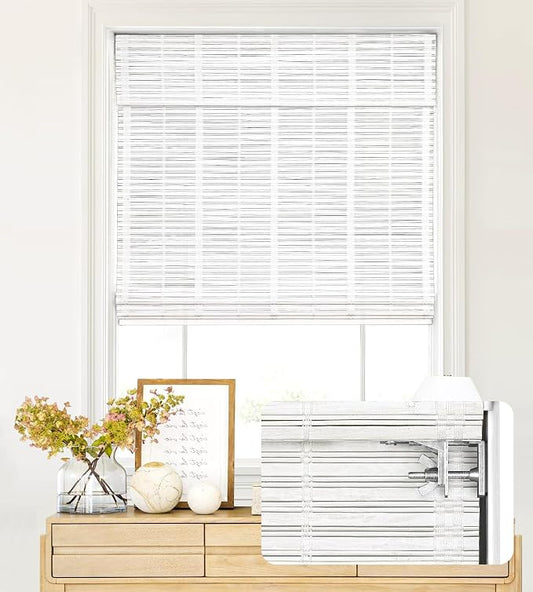 LazBlinds No Tools No Drill Cordless Bamboo Roman Shades, Light Filtering by LazBlinds