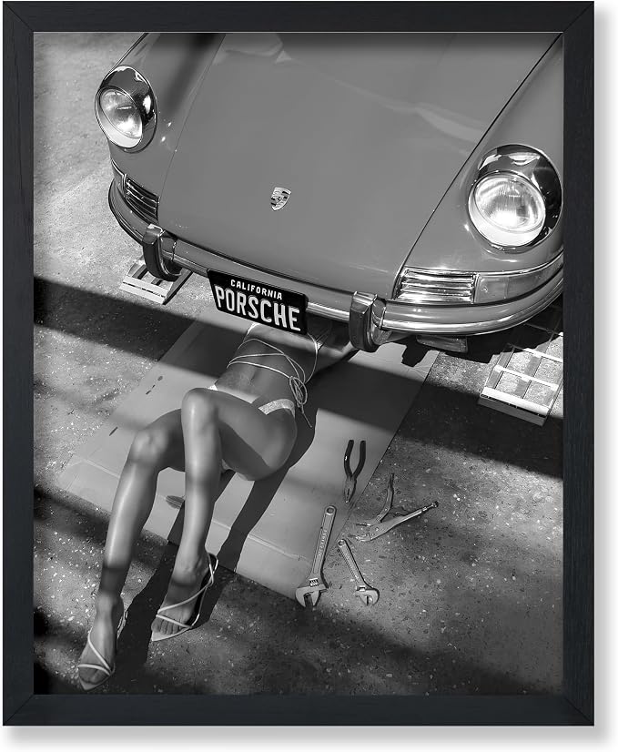 Poster Master Woman Under Classic Car by PosterMaster