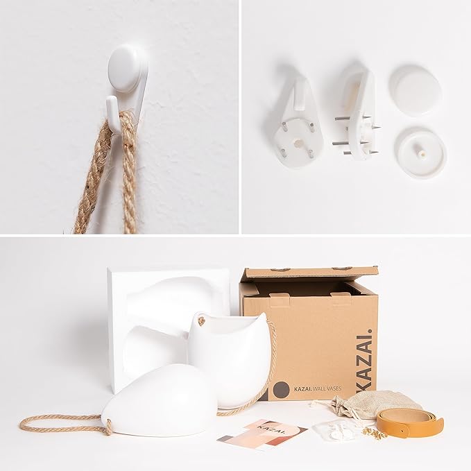 Wall Planters -Ellie- | Hanging Ceramic Plant Pots 2 Pieces | Wall Decoration for Indoors, Balcony and Garden | White (Matte)