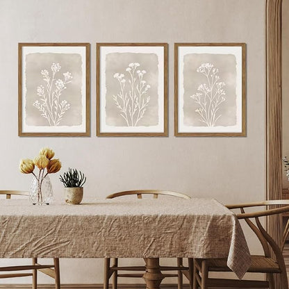 Framed Boho Botanical Flower Wall Art Set of 3, Vintage Minimalist Neutral - Image 6