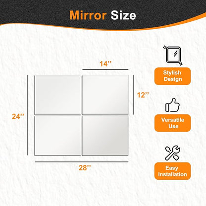 Delma Glass Full Length Wall Mirror Tiles, Frameless Body Tiles - Image 4
