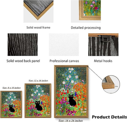 Fantasy Artists Gustav Klimt Canvas Wall Art, Framed Aesthetic Cat Floral Wall - Image 7