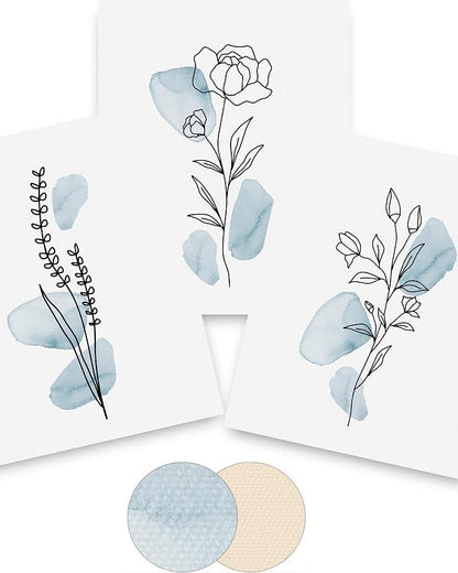 HesenDot Boho Art wall Décor, Botanical Print Set of 3, Abstract Line by HesenDot