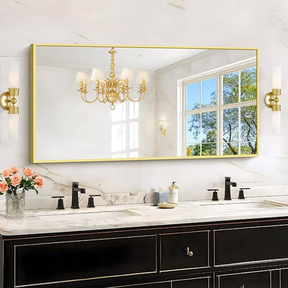 KOCUUY Gold Bathroom Mirror, 24x48 inch Brushed Gold Mirror by KOCUUY