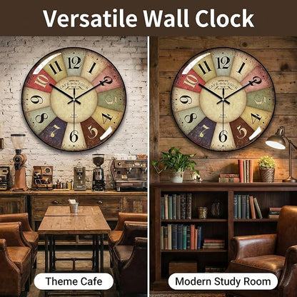 Vintage Wall Clock-12 Retro Rustic Style Quartz Clock, Silent Non-Ticking - Image 4