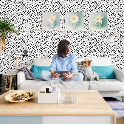 Jeweluck Peel and Stick Wallpaper Polka Dot Wallpaper Stick and Peel 17.7” x - Image 3
