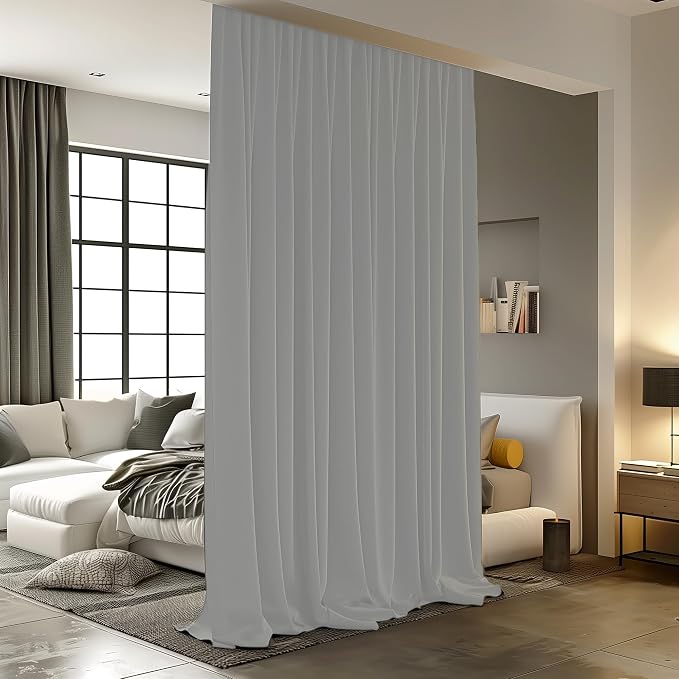 Room Divider Curtains for Ceiling Track Rod, 15 ft Wide x 9 ft Tall, 1 Panel by RoomDarkning
