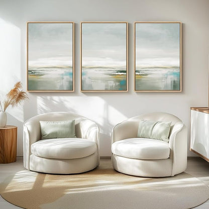 Large Framed Green Abstract Landscape Wall Art - Image 4